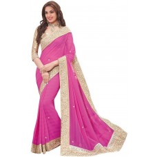 SareeShop Women's Georgette Saree (Panash_Pink)